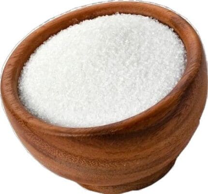 sugar in wooden bowl